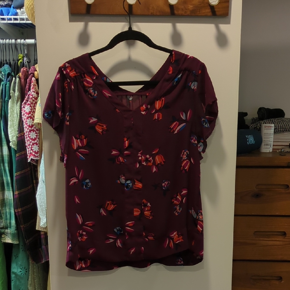 Philosophy Burgundy Floral Blouse